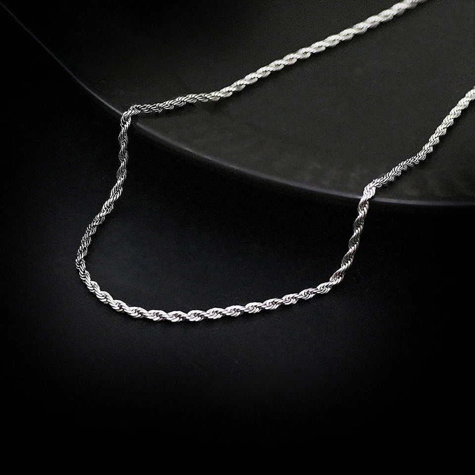 eManco 2/3/4/5MM Rope Chain Necklace Silver Color Chains Stainless