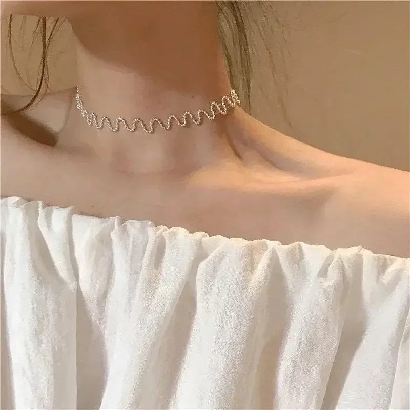 Simple Silver Color Love Heart Pendant Necklace Charm Chain Collares Necklace for Women Party Jewelry Daily Wear