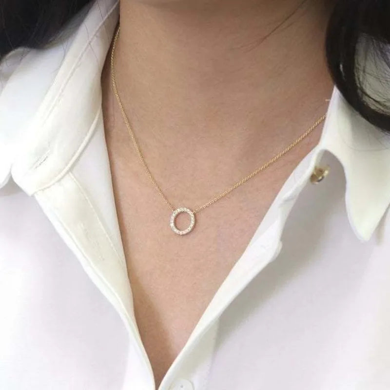 Elegant Jewelry Simple Crystal Circle Pendant Necklace
