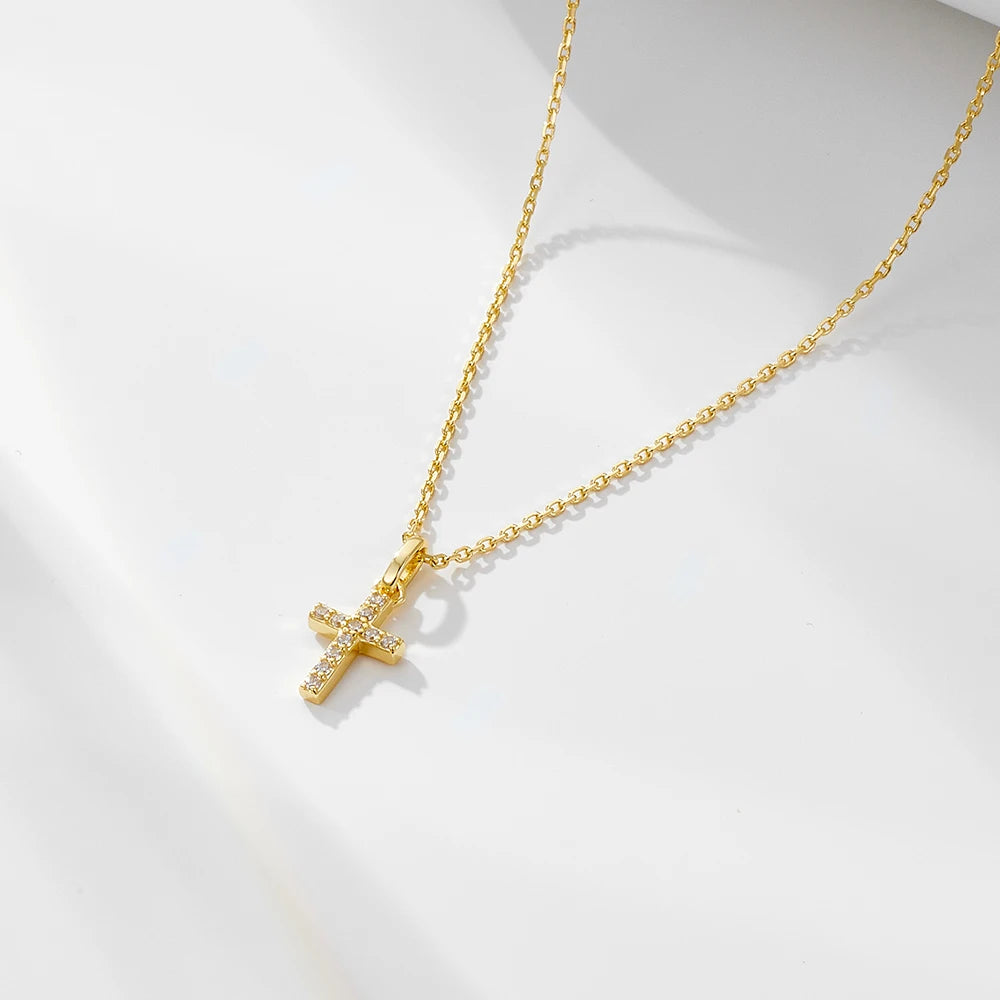 Delicate Cross 925 Sterling Silver Pendant Necklace Adjustable