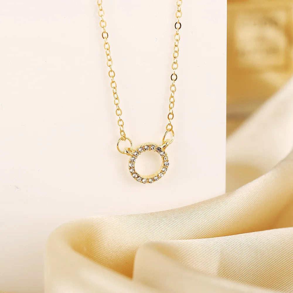 Elegant Jewelry Simple Crystal Circle Pendant Necklace