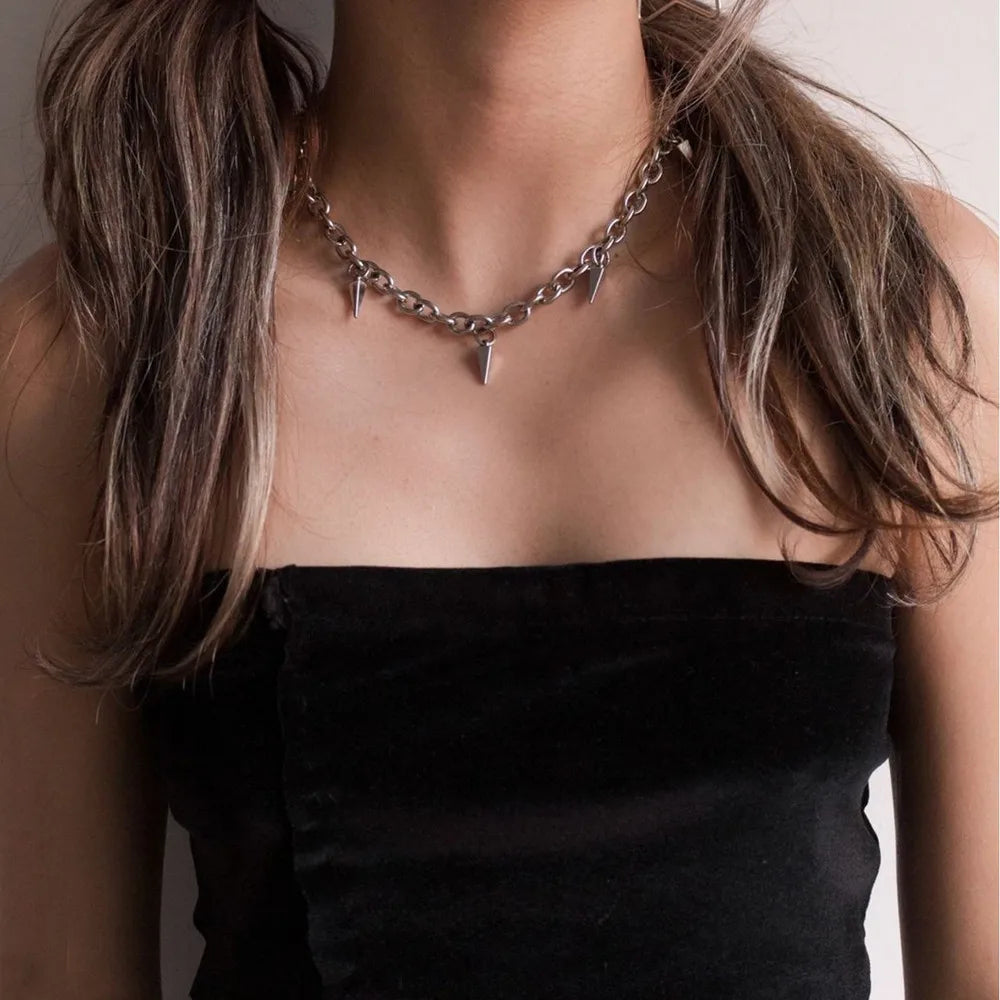 Men black panter Style Necklace  Geometric Titanium Steel Chain Necklace