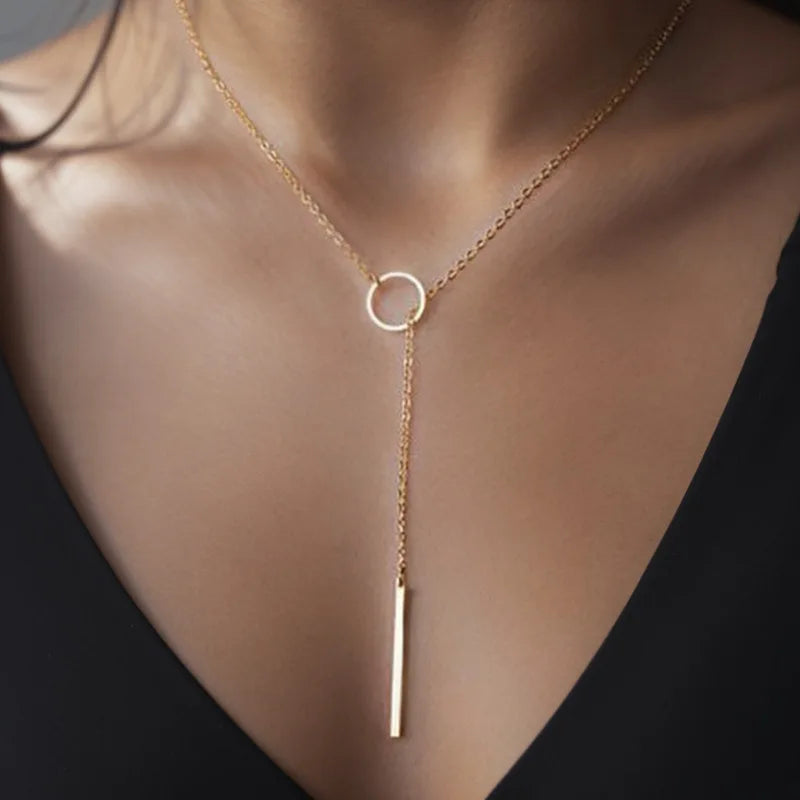 Stainless Steel  Pendant Necklace for Men Women Minimalist