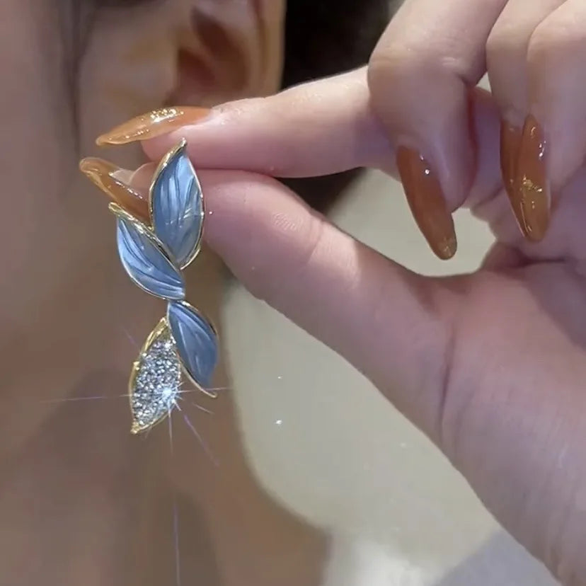 LATS Pendientes de metal con forma de hoja
