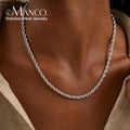 eManco 2/3/4/5MM Rope Chain Necklace Silver Color Chains Stainless