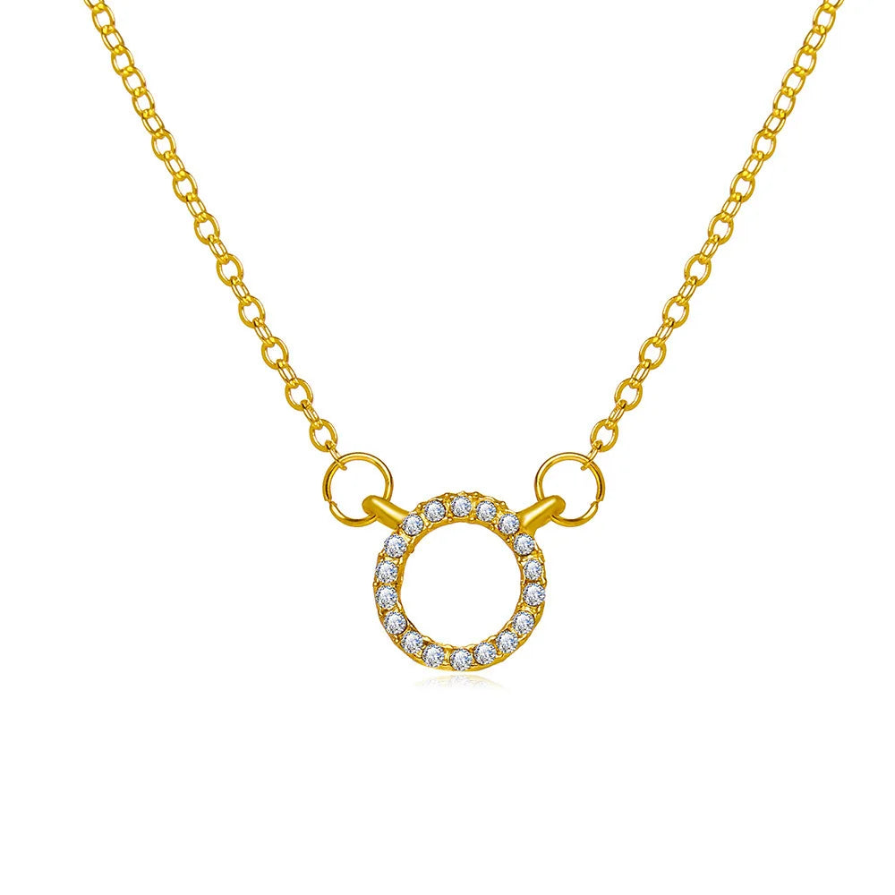 Elegant Jewelry Simple Crystal Circle Pendant Necklace