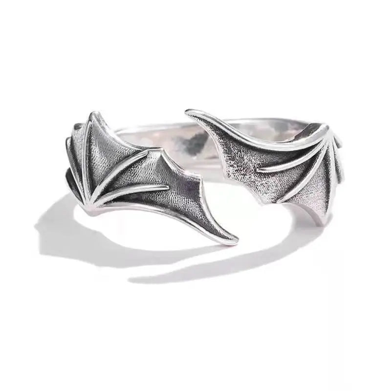 Angel and Devil Wings Silver Ring Personalized Opening Ring