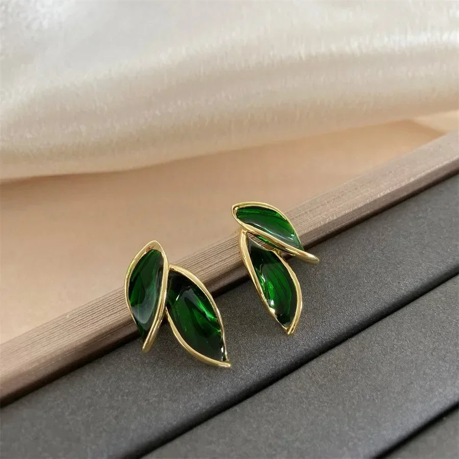 LATS Pendientes de metal con forma de hoja