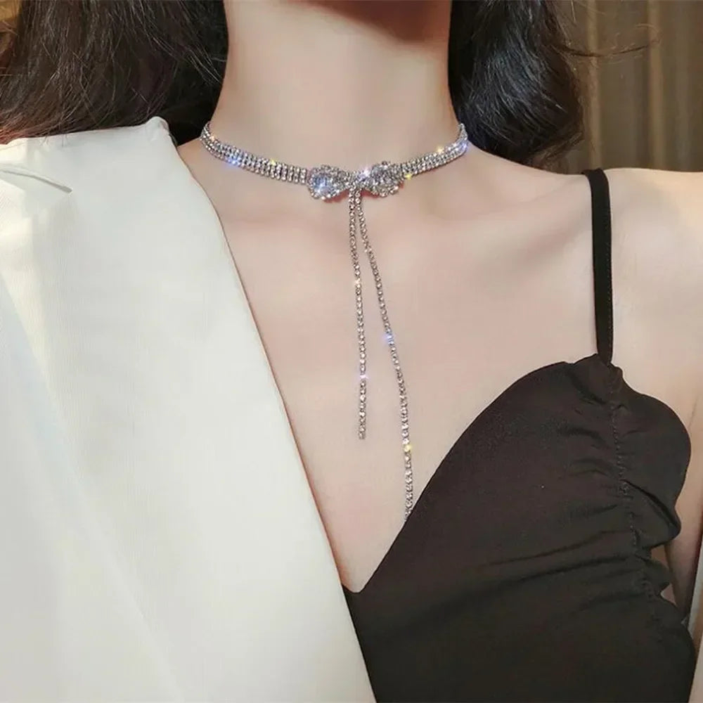 Simple Silver Color Love Heart Pendant Necklace Charm Chain Collares Necklace for Women Party Jewelry Daily Wear