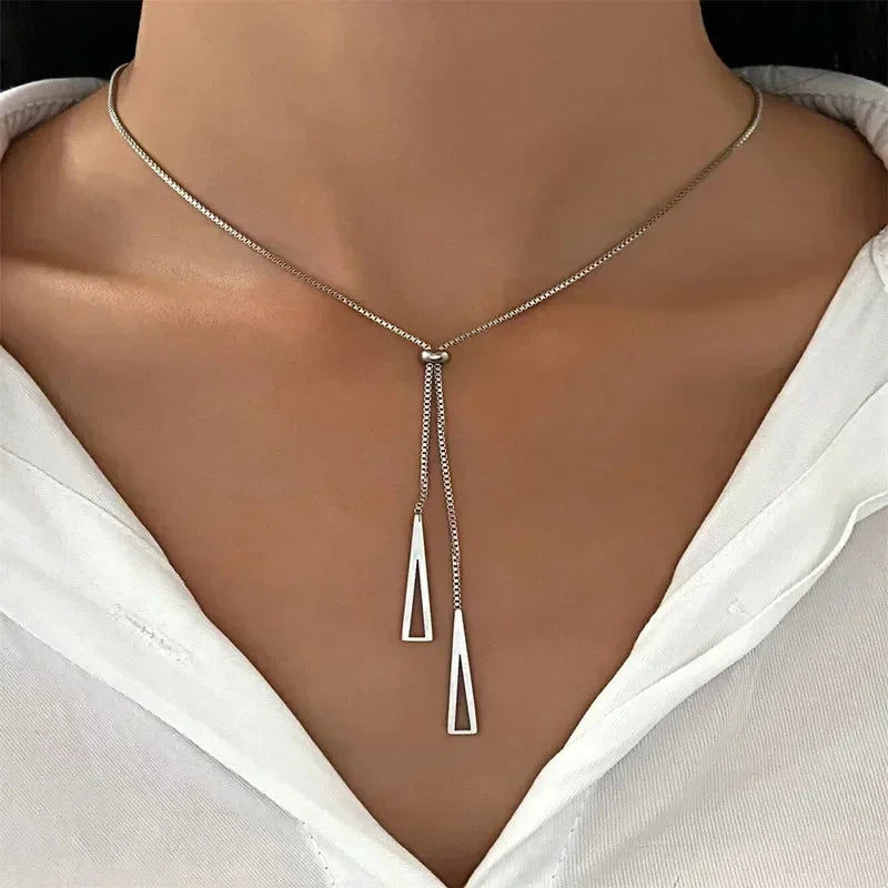 Simple Silver Color Love Heart Pendant Necklace Charm Chain Collares Necklace for Women Party Jewelry Daily Wear