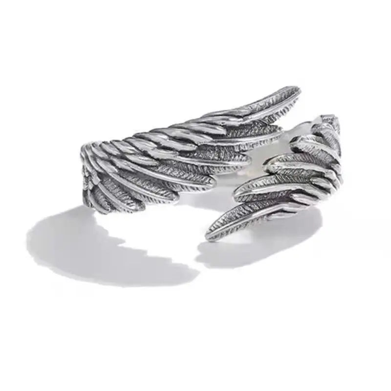 Angel and Devil Wings Silver Ring Personalized Opening Ring