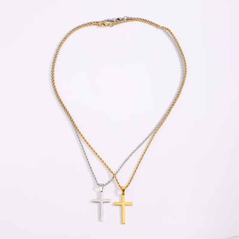 Cross Pendant Necklace for Women Men Stainless Steel Chains