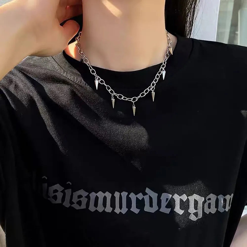 Men black panter Style Necklace  Geometric Titanium Steel Chain Necklace