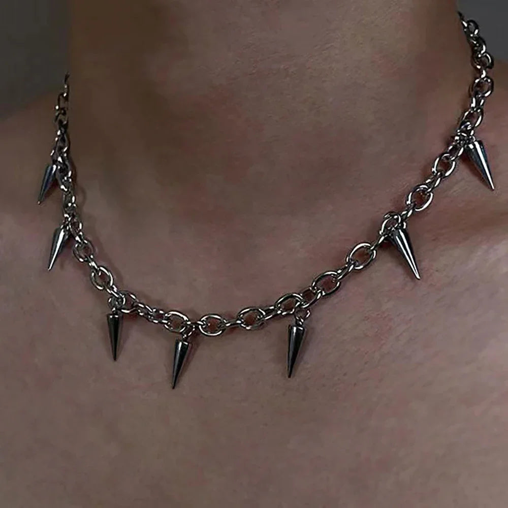 Men black panter Style Necklace  Geometric Titanium Steel Chain Necklace