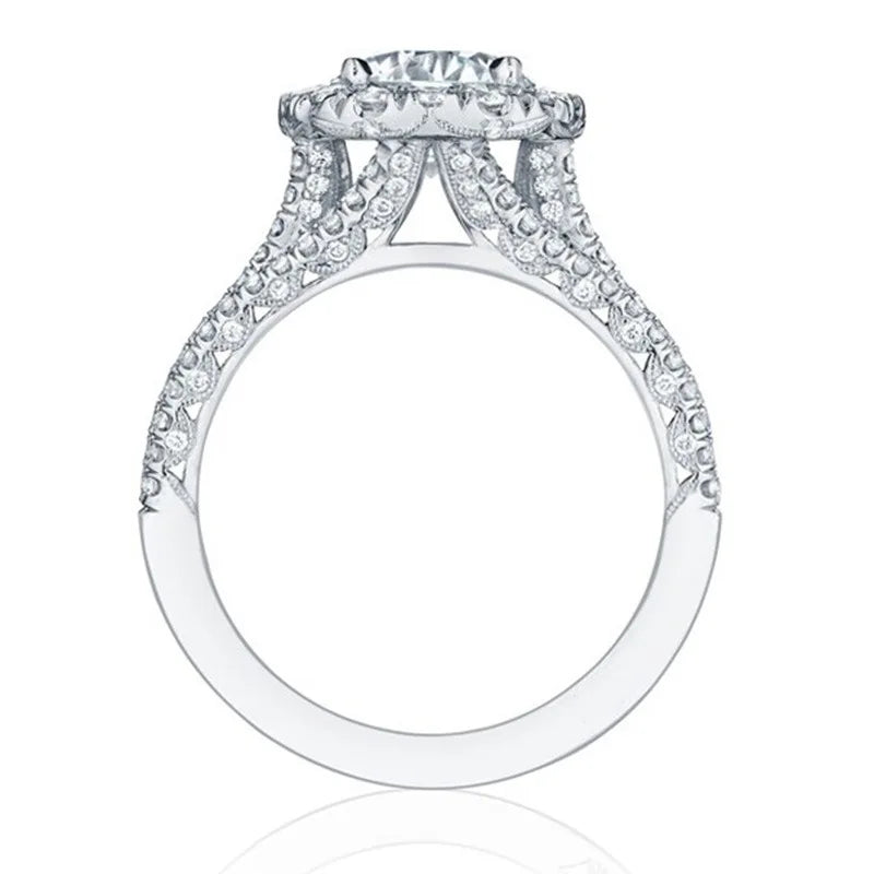 Light luxury classic 925 sterling silver square moissanite ring
