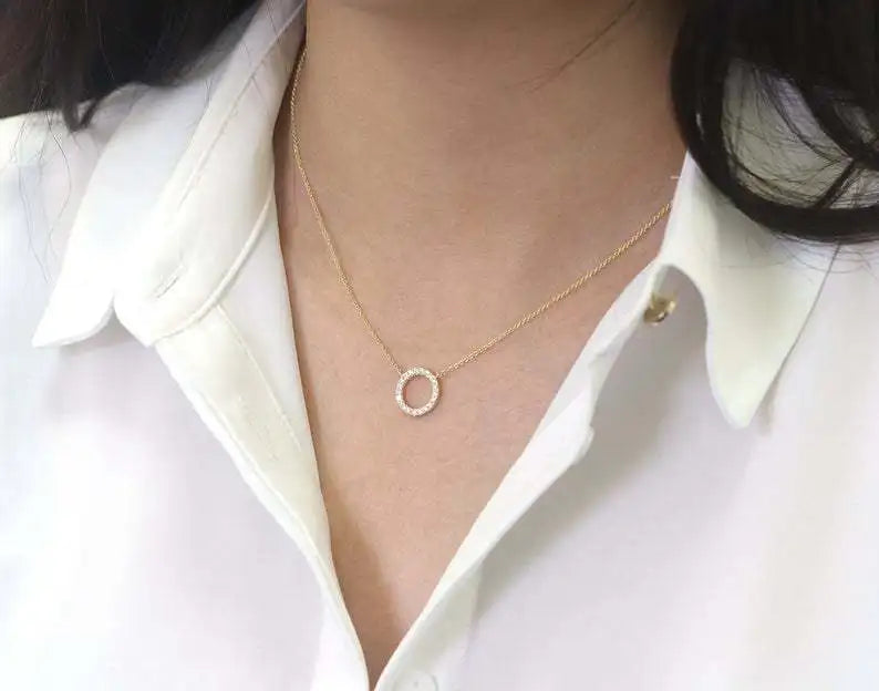 Elegant Jewelry Simple Crystal Circle Pendant Necklace