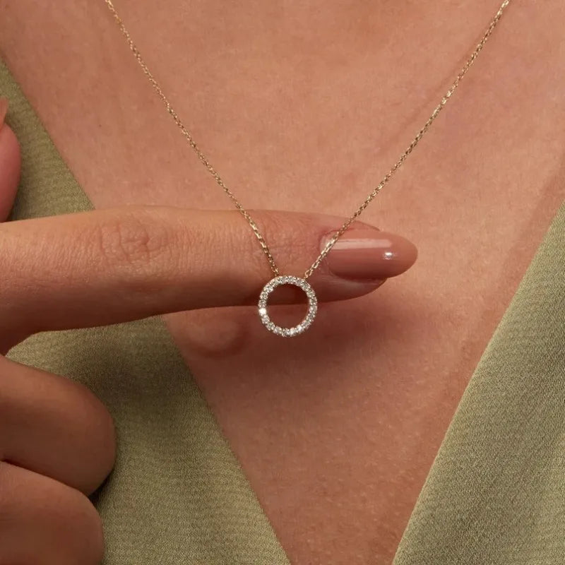 Elegant Jewelry Simple Crystal Circle Pendant Necklace