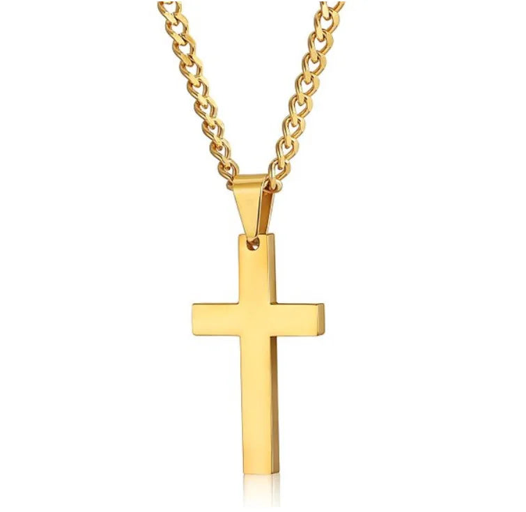 Cross Pendant Necklace for Women Men Stainless Steel Chains