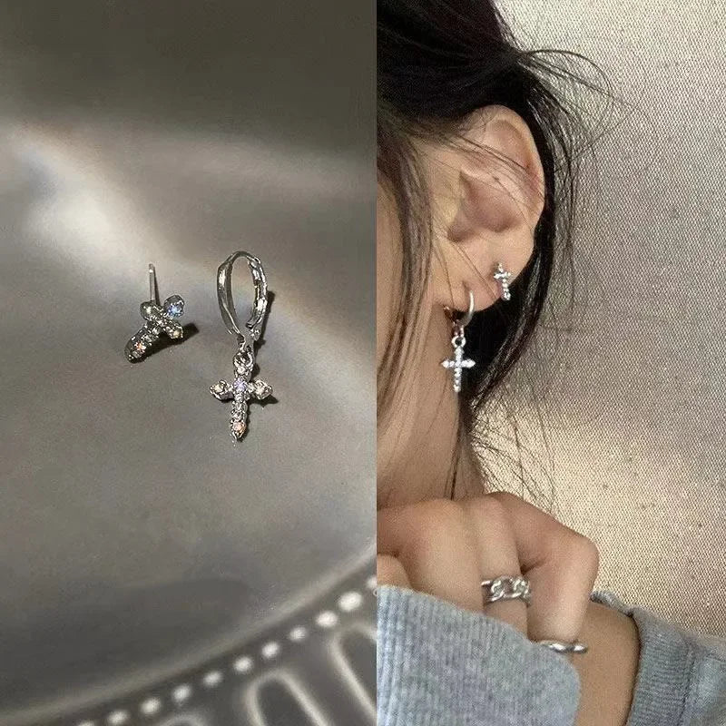 Pendientes de cruz de cristal  para mujer
