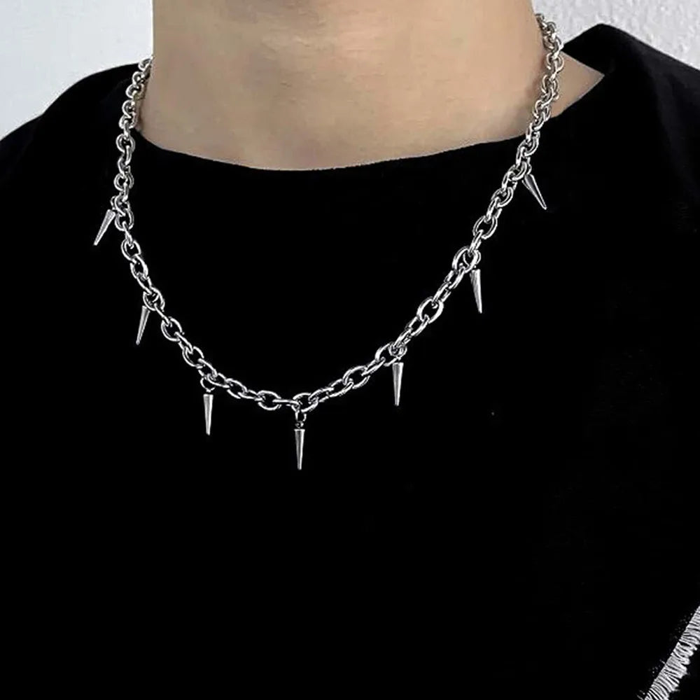 Men black panter Style Necklace  Geometric Titanium Steel Chain Necklace