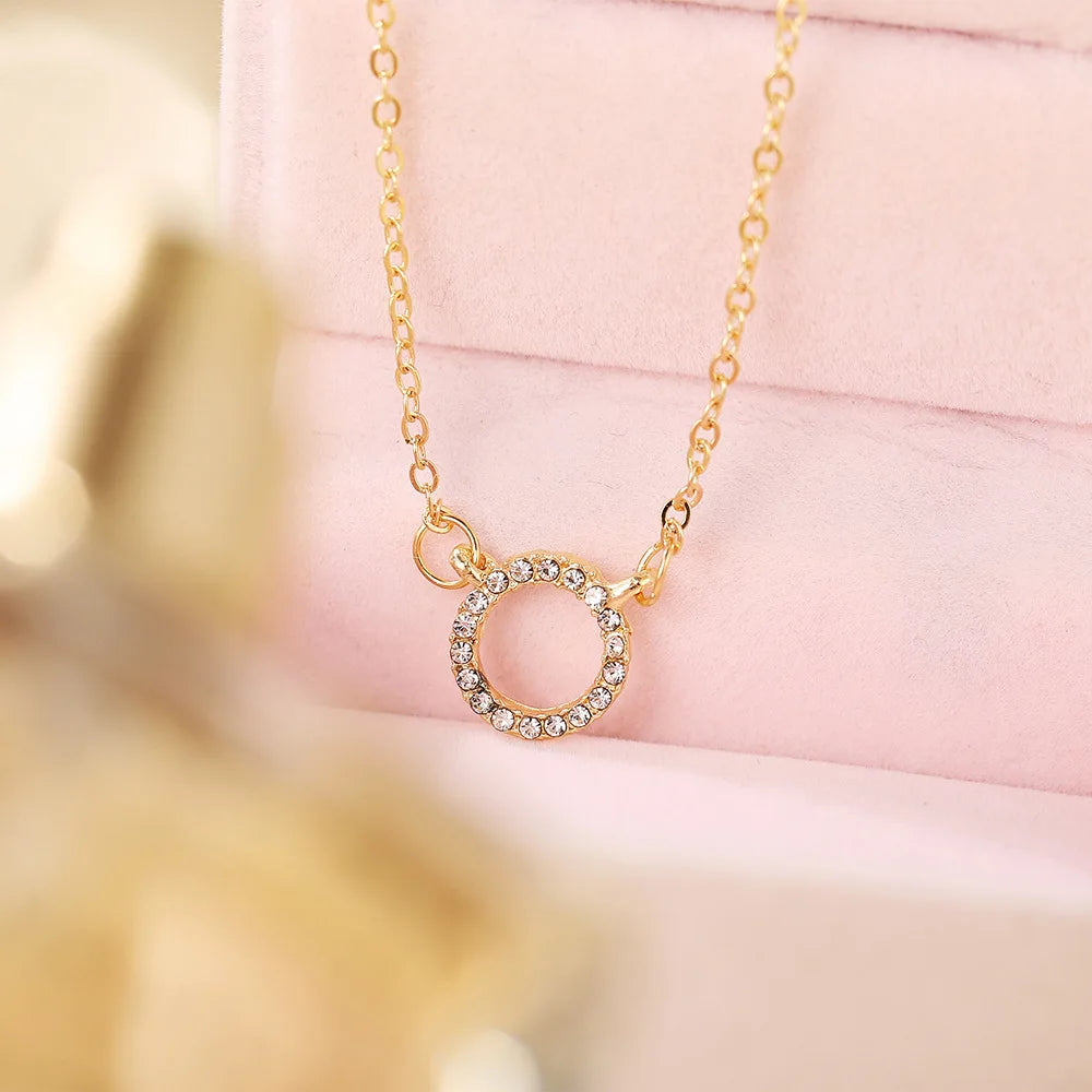 Elegant Jewelry Simple Crystal Circle Pendant Necklace