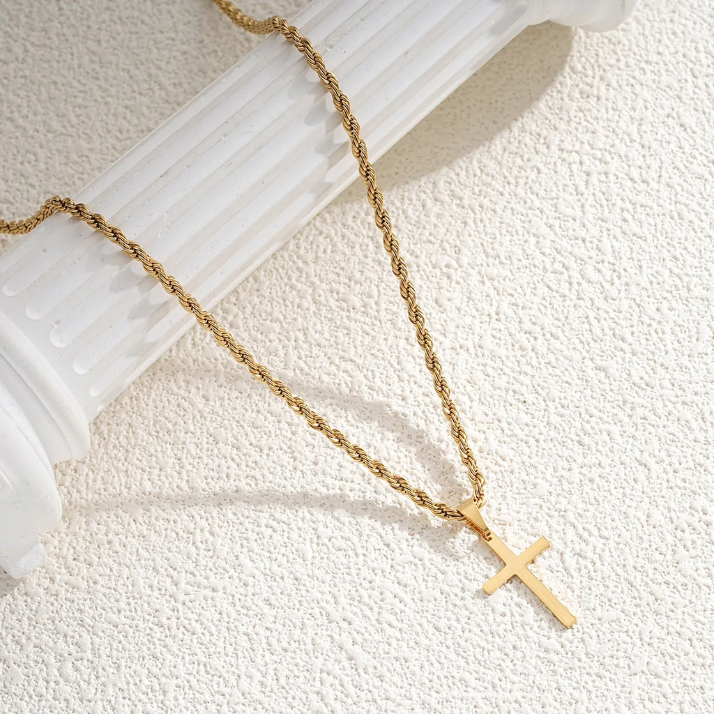 Cross Pendant Necklace for Women Men Stainless Steel Chains