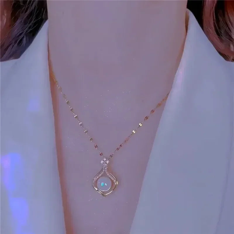 Simple Silver Color Love Heart Pendant Necklace Charm Chain Collares Necklace for Women Party Jewelry Daily Wear
