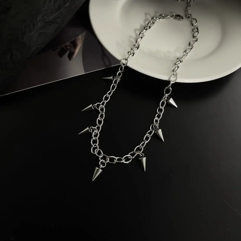 Men black panter Style Necklace  Geometric Titanium Steel Chain Necklace