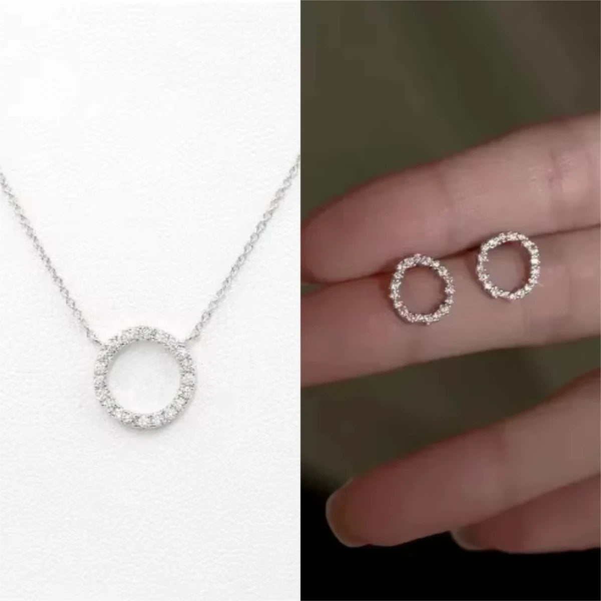 Elegant Jewelry Simple Crystal Circle Pendant Necklace