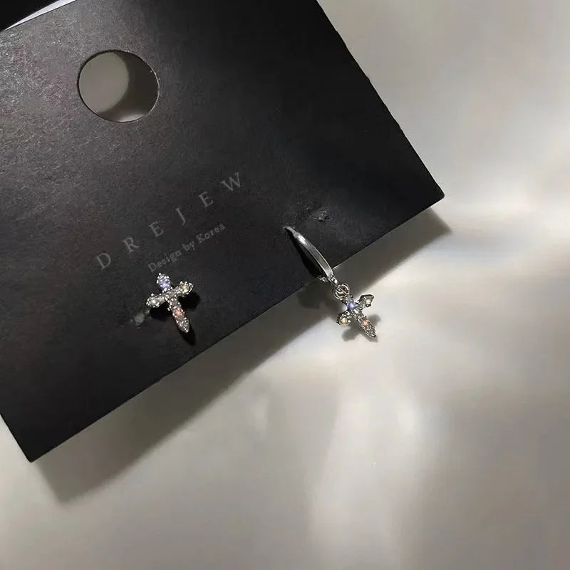 Pendientes de cruz de cristal  para mujer