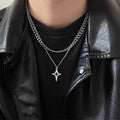 Double Layered Cuban Star Pendant Necklace for Man Titanium Steel